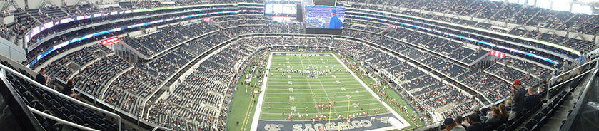 The Dallas Cowboys AT&T Stadium in Dallas, Texas.