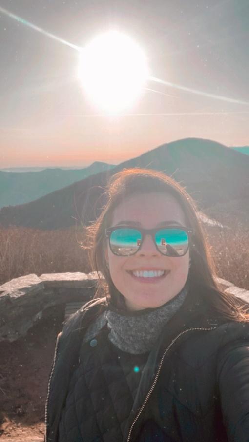 Aline (25, Brazil) in Asheville, NC visiting the Craggy Pinnacle Mountain trail