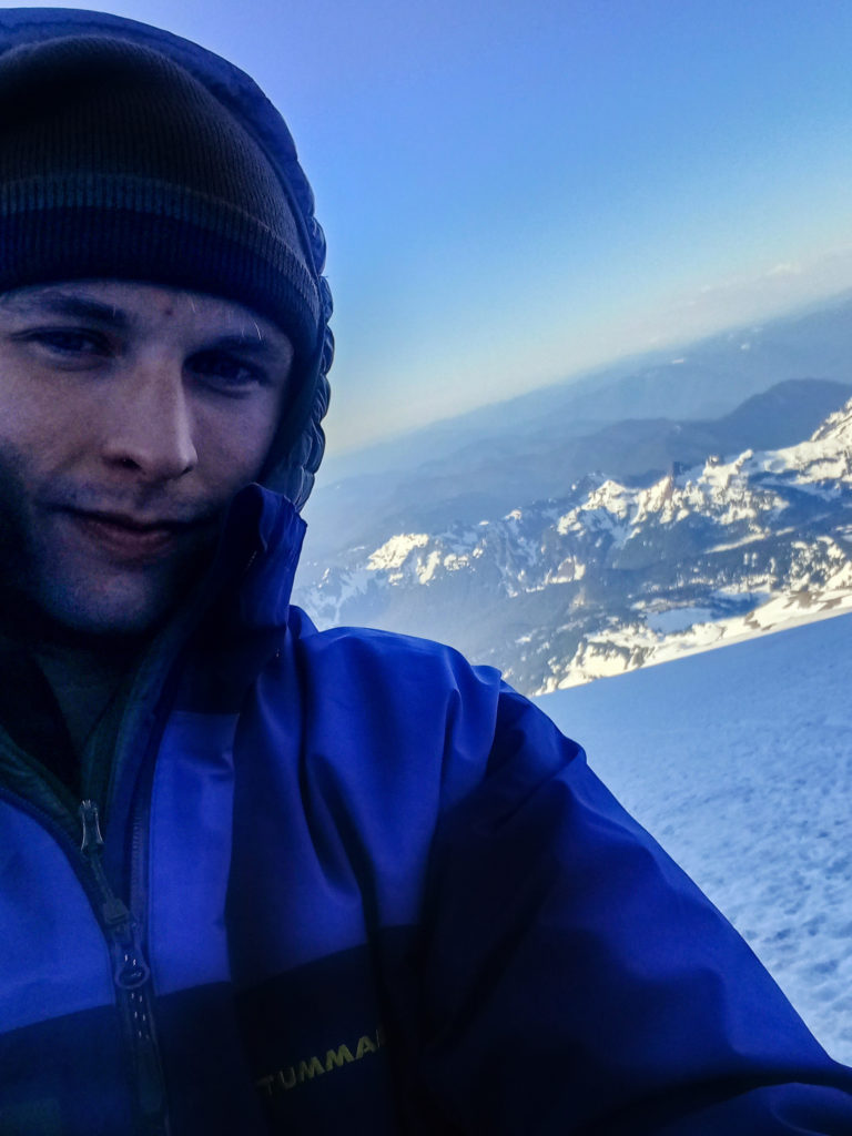 Philipp at the top of Mount Rainier in Washington state