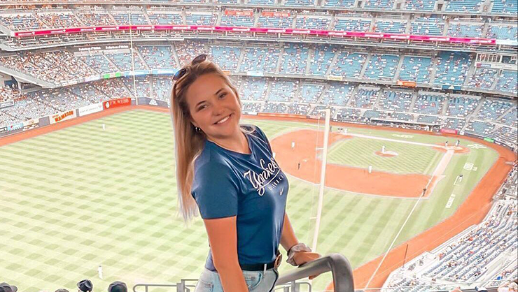 South African au pair at a baseball game